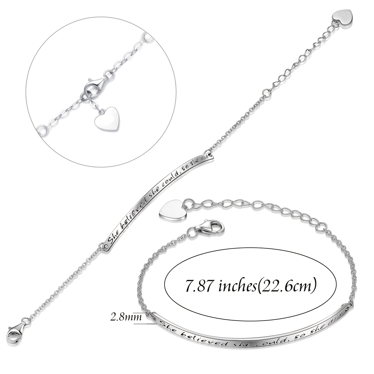 Women's Inspirational Adjustable Stainless Steel Bracelet